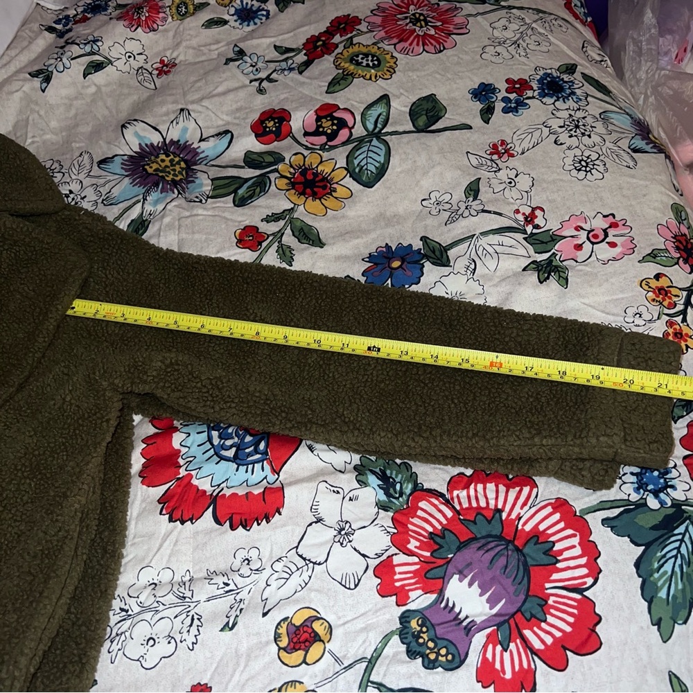Banana Republic Factory Green Open Front Sherpa Teddy Jacket - Picture 10 of 12